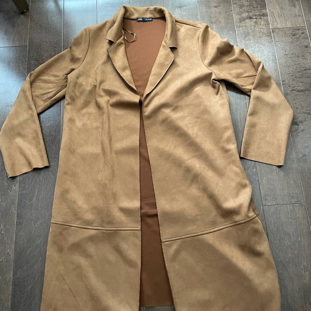Zara - Faux-Suede Open Cardigan - Size Medium